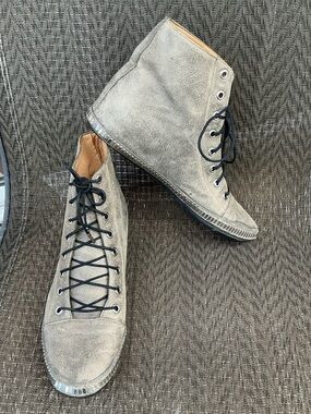 Calleen Cordero Gray Leather Studded Ankle Boots